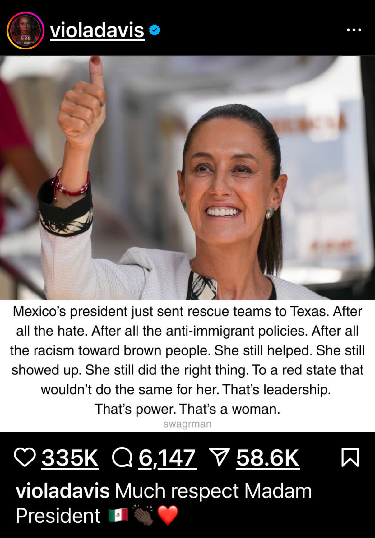 ¡Solidaridad que trasciende fronteras! Viola Davis celebra el liderazgo humanitario de la presidenta Claudia Sheinbaum