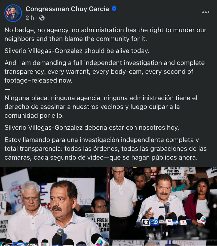 Congresista Chuy García Exige Justicia por Silverio Villegas González
