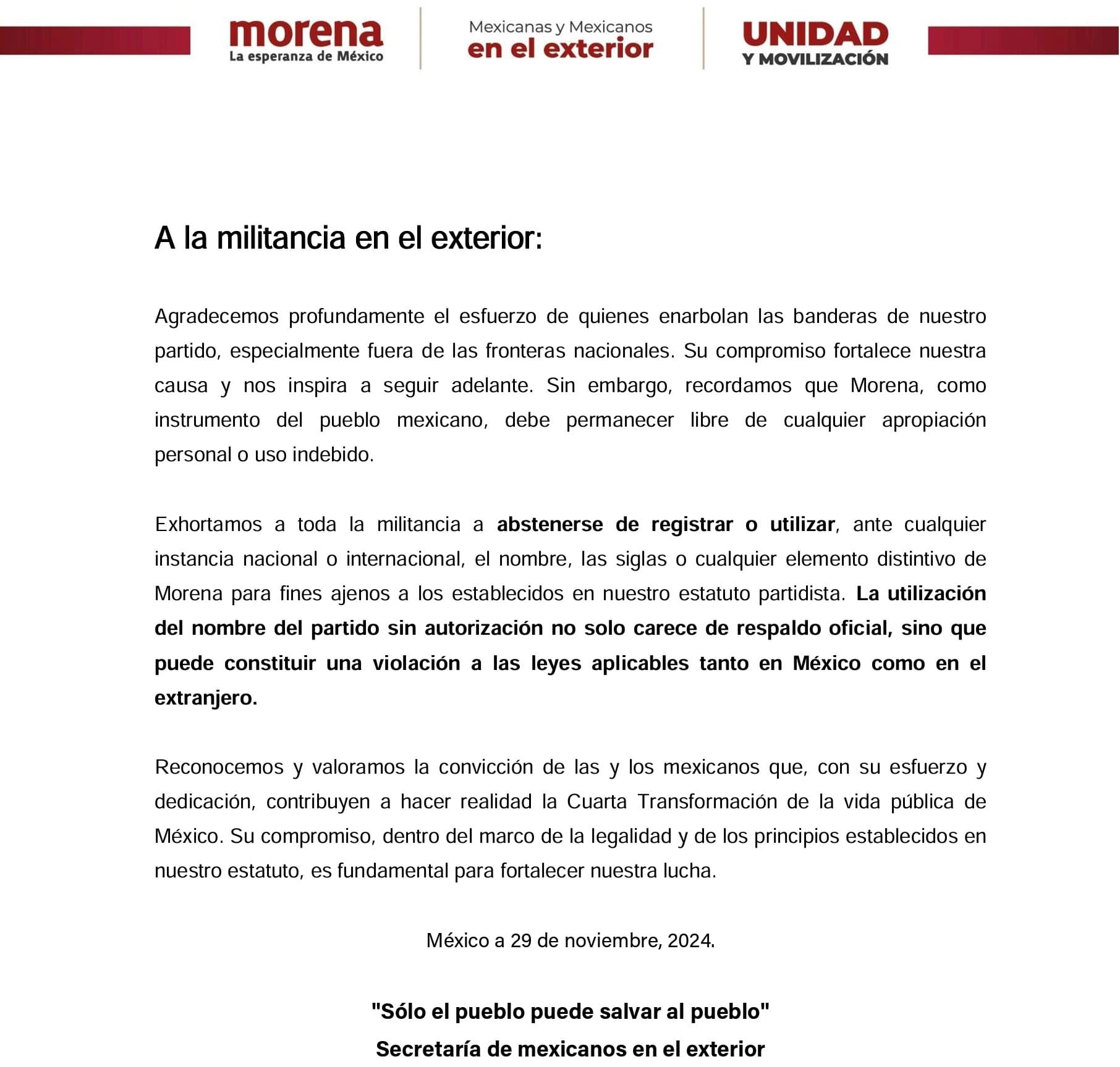 Morena no es mercancía